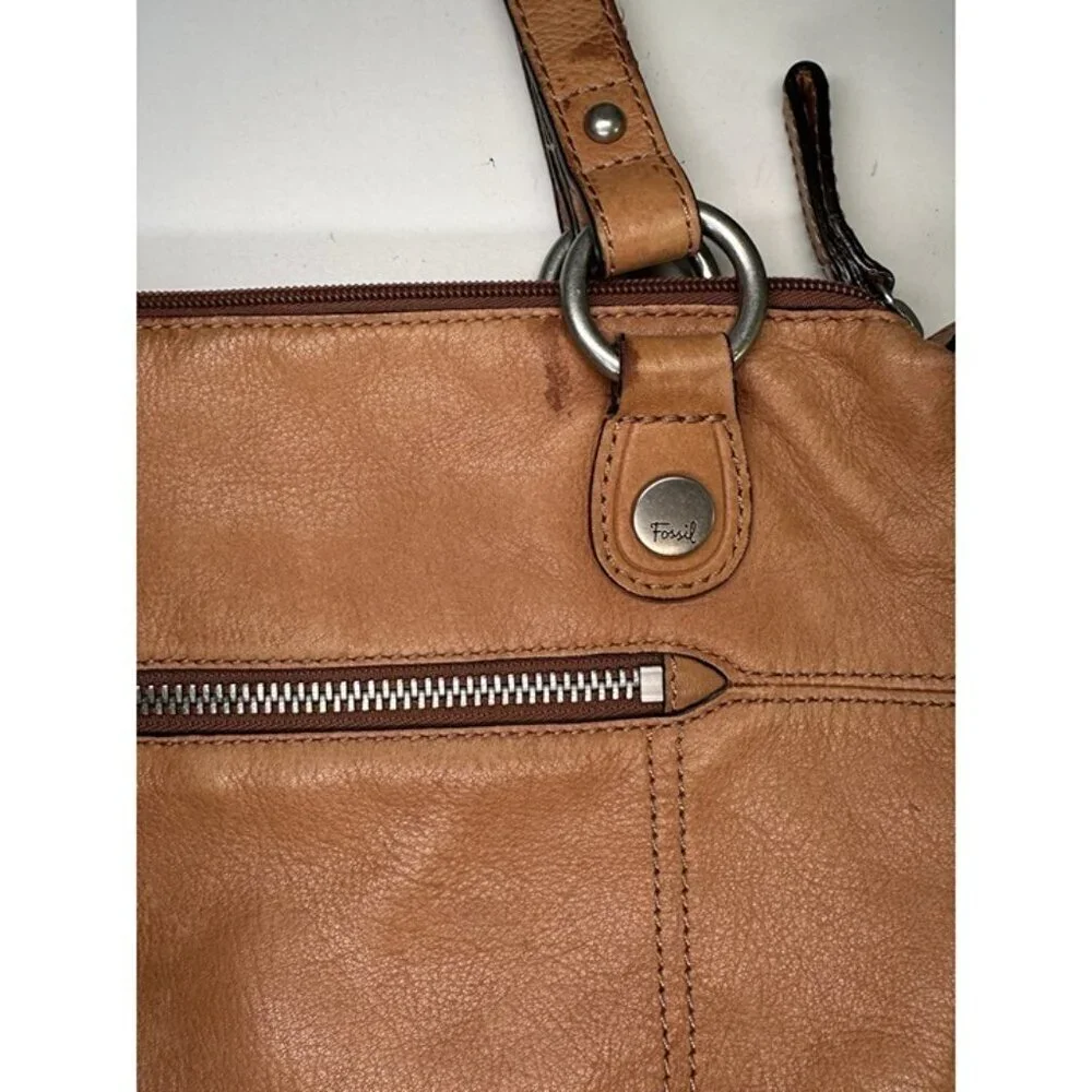 Fossil Long Live Vintage Butterscotch Brown Leather Shoulder Purse - Picture 8 of 12
